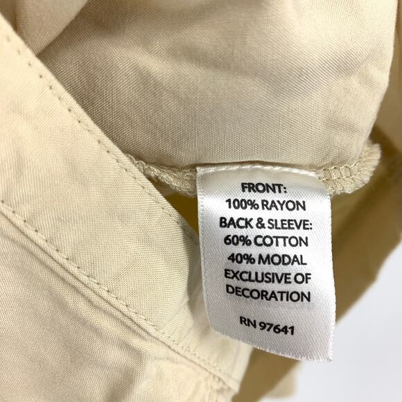 J.Jill Embroidered Woven Front Shirt Womens Sz PL Tan Long Sleeve Button Front - Picture 6 of 6